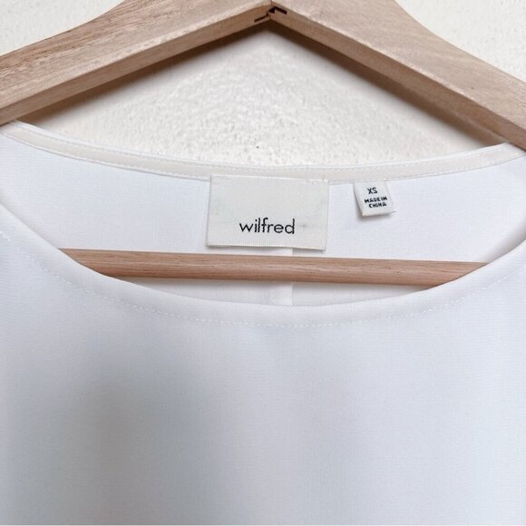 Aritzia Wilfred Womens Xsmall Mabelle Ivory Crepe Lace Up Front Blouse - Picture 9 of 14